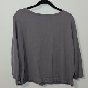 Muji Heavy Cotton Boatneck T-Shirt Gray Oversized Cropped Women's Size M-L